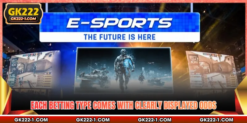 Each betting type comes with clearly displayed odds