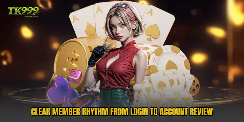 Clear member rhythm from login to account review